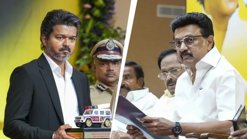 Vijay faces fresh criticism from the DMK over his delimitation remarks after meeting Amit Shah at the Southern Zonal Council in Tamil Nadu.